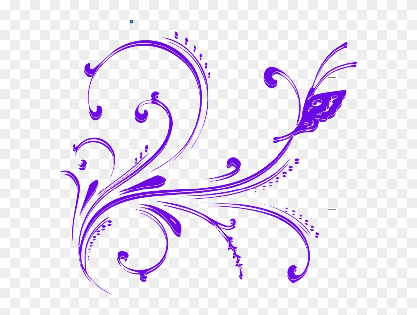 Purple Butterfly Flourish Clip At Clker Vector - Pink Butterfly Vector Png #793300