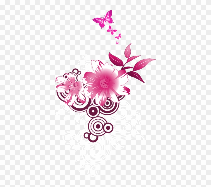 Freeshipping Pink Butterflies And Flowers - Png Butterfly Flowers Png #793347