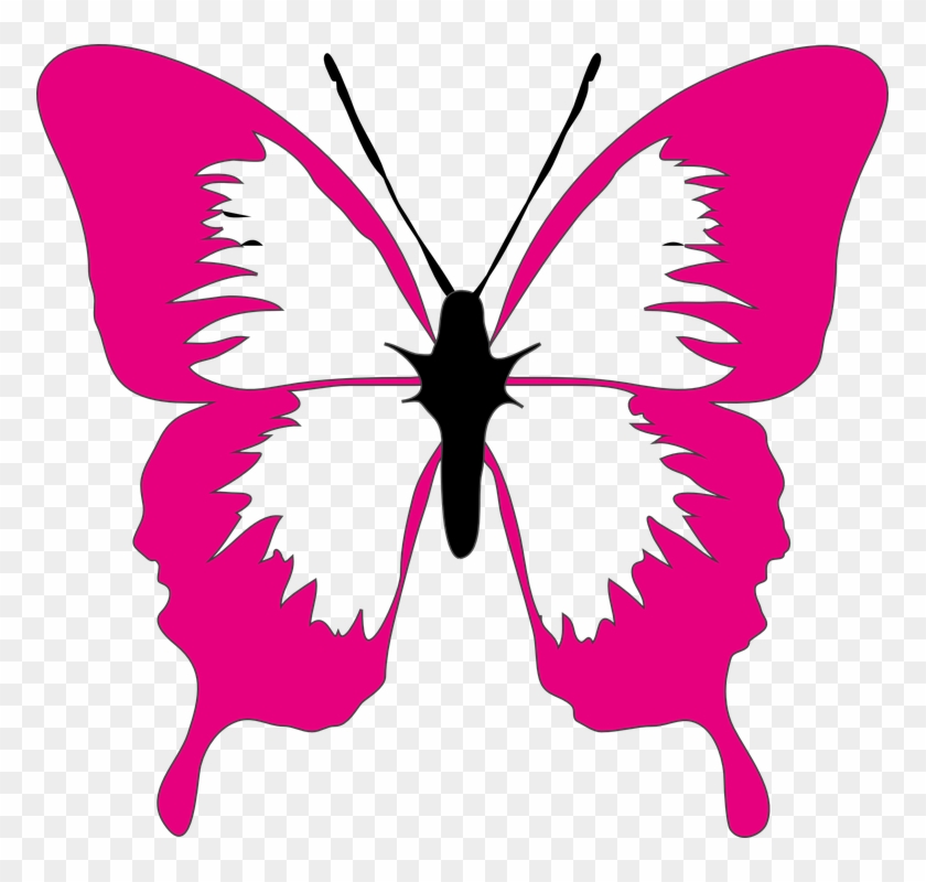Flowers And Butterflies Clipart 5, - Butterfly Clip Art Pink #793369