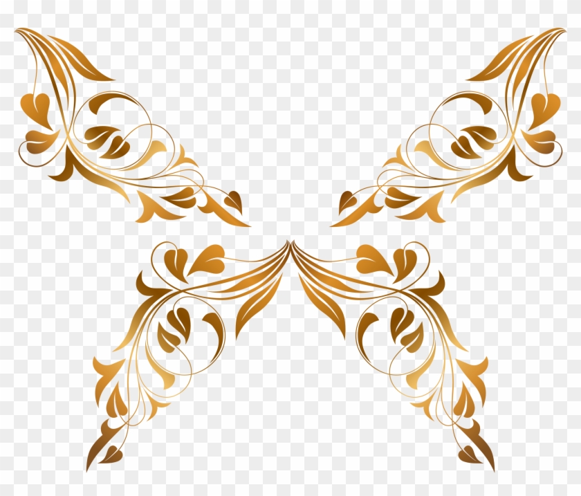 Big Image - Clipart Flowers And Butterflies Gold #793374