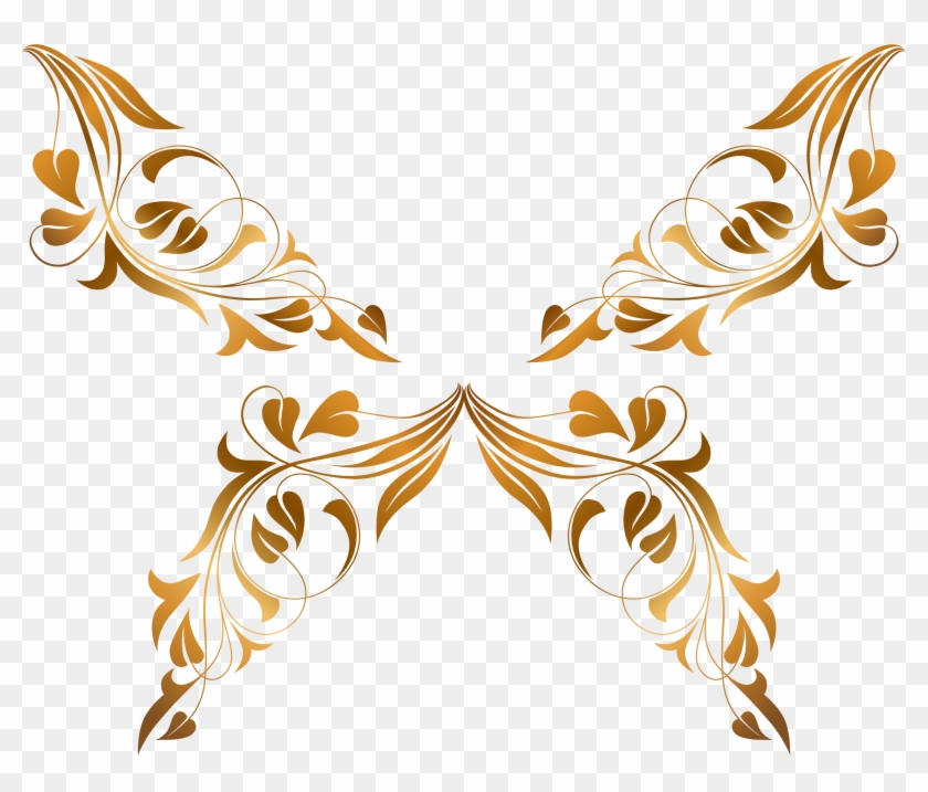 Big Image - Clipart Flowers And Butterflies Gold #793374