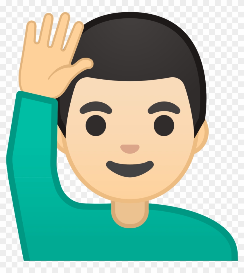 Man Raising Hand Light Skin Tone Icon - Emoji Man Raising Hand Light Skin #793399