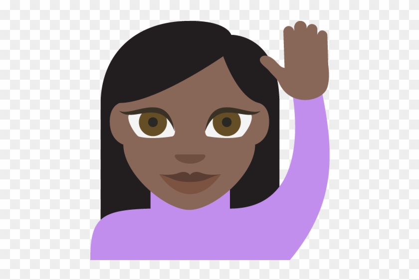 Happy Person Raising One Hand Dark Skin Tone Emoji - Emoji Levantando La Mano #793403
