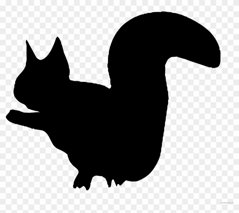 Squirrel Silhouette Animal Free Black White Clipart - Small Animal Silhouette Png #793450