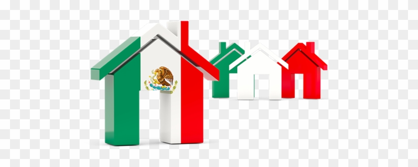 Three Houses With Flag - Mexico Flag #794205