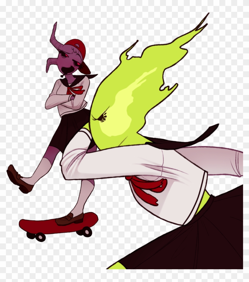 Skateboarding Clip Art - Undertale Skateboard Girl X Fuku Fire #794320