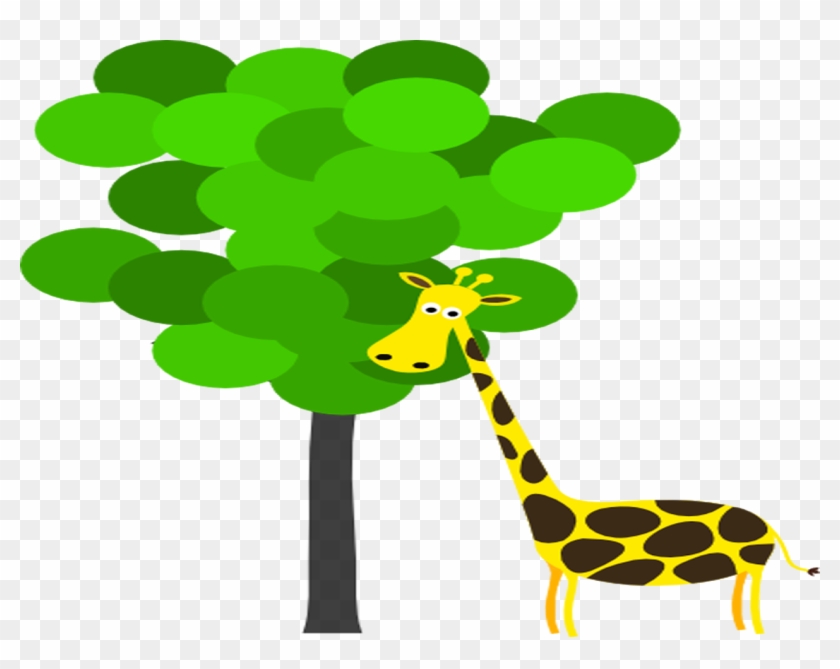 Giraffe Manor Zoo Animals Coloring Book Clip Art - Giraffe With Tree Clipart #795047