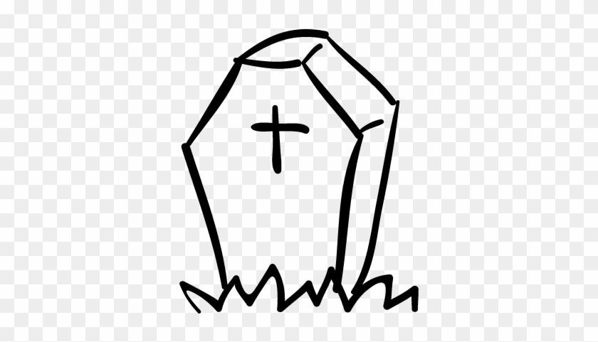 Halloween Tombstone Of Coffin Shape With A Cross Vector - Headstone #795144