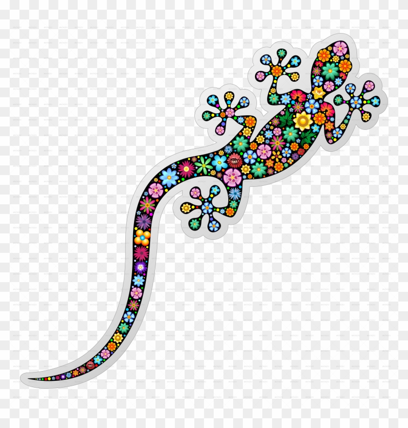 Floral Gecko Lizard-jpg 2000 - Lizard Art Png #795513