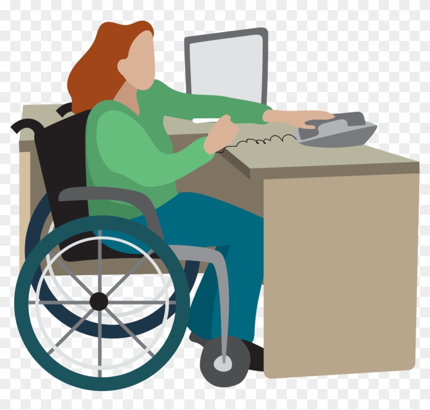 Vector Disabled Work Material - Wheelchair Desk And Computer Transparent Background #796175