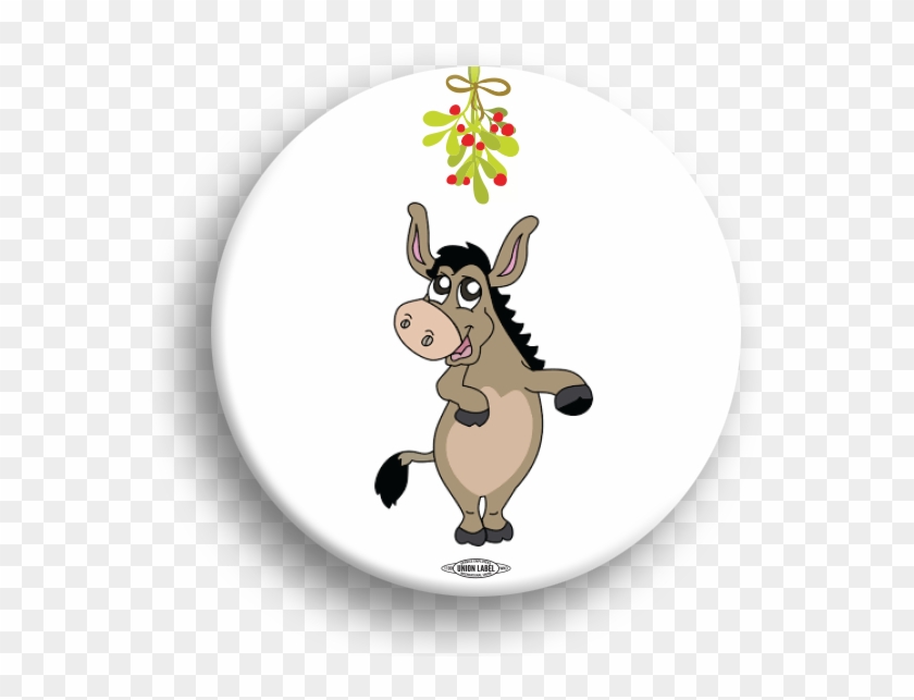 Donkey Under Mistletoe 3" Button - Happy Birthday Quotes Donkey #796283