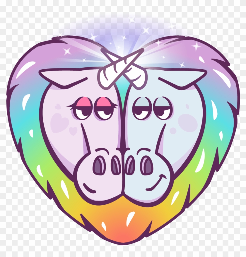 Two Uniquely Unicorn Friends Cuddling - Illustration #796389