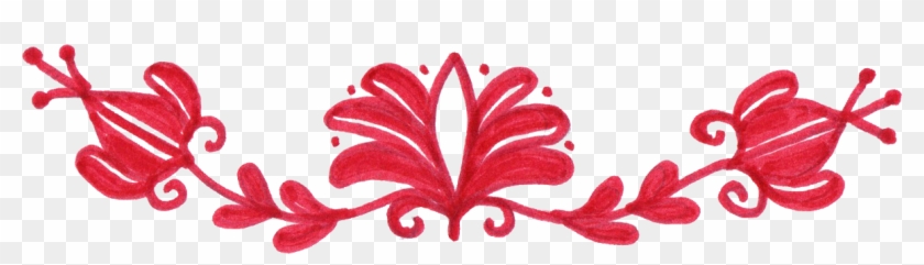 Free Red Flower Drawing Page Divider 3 Png - Red Divider Design Transparent #796943