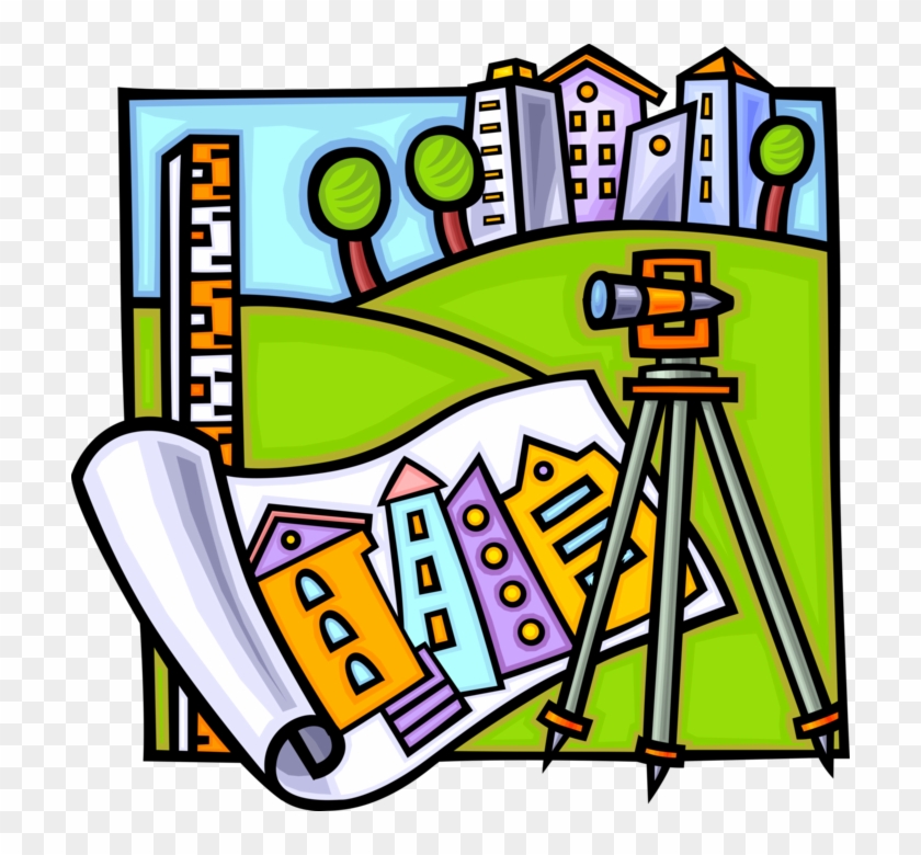 Vector Illustration Of Land Survey Theodolite Determines - Real Estate Survey #797214