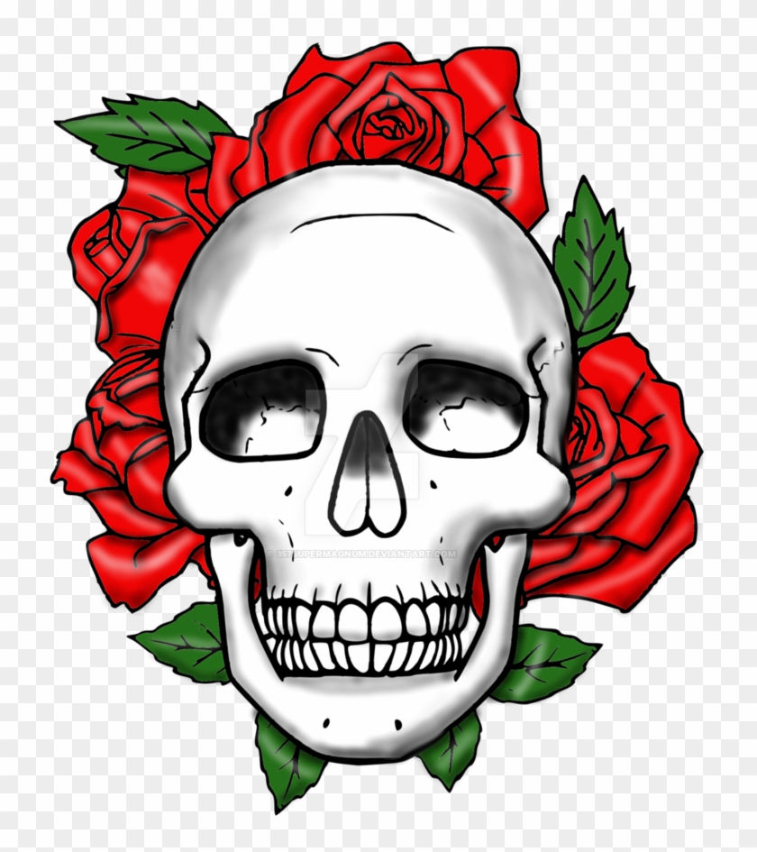 Skull And Roses By 357supermagnum - Skull And Roses Png #797243
