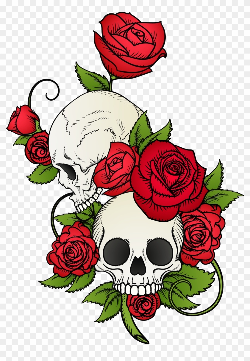 Calavera Skull Rose T-shirt Drawing - Flower Skull Art Png #797252