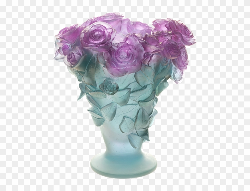 Large Rose Ultraviolet Vase By Daum Crystal - Daum Crystals Daum Roses Ultraviolet Vase #797270
