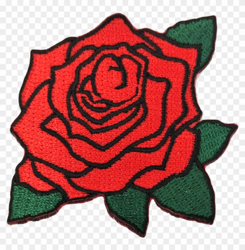 Red Rose Stick-on Embroidered Patch - Rose Svg #797290