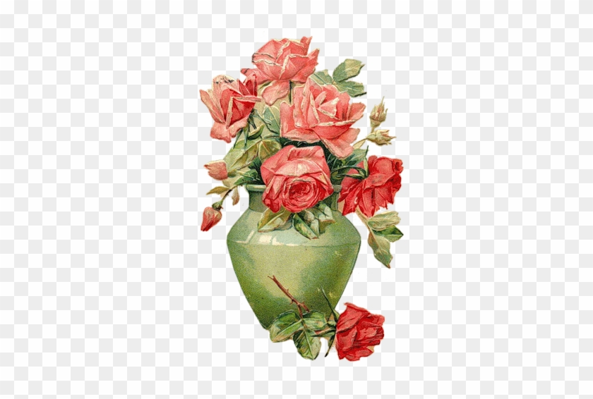 Garden Roses Vase Oil Painting - Garden Roses Vase Oil Painting #797347