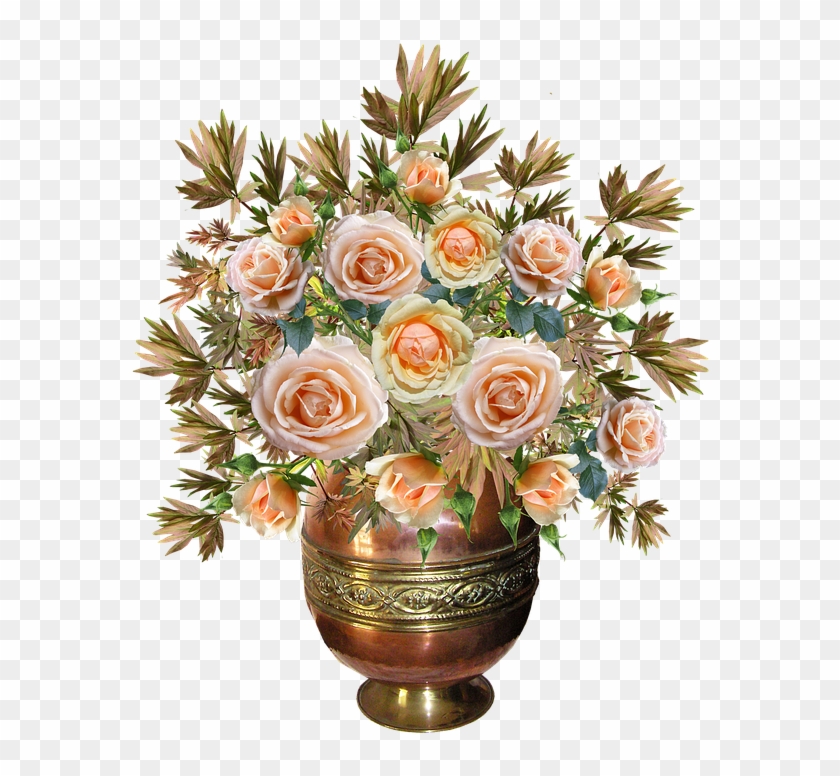 Roses Arrangement Copper Vase Flowers - Vase #797357