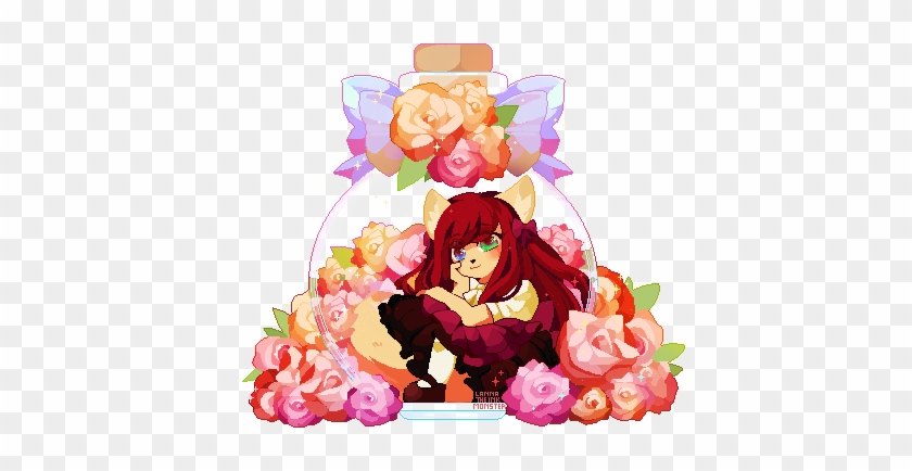 Pixels Kemonomimi Cute Roses Gold The Ink Monster - Ink Monster Pixel Art #797408