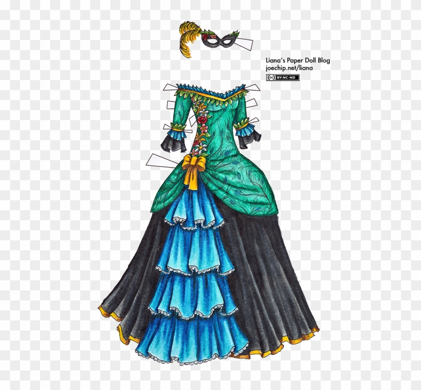 Drawn Gown Masked Ball - Drawing Colorful Doll #797486