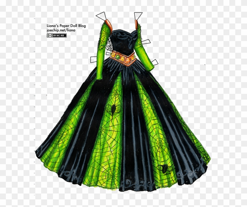 A Black Ballgown With A Flared, Full Skirt And Long - Spider Web Dress Drawing #797504