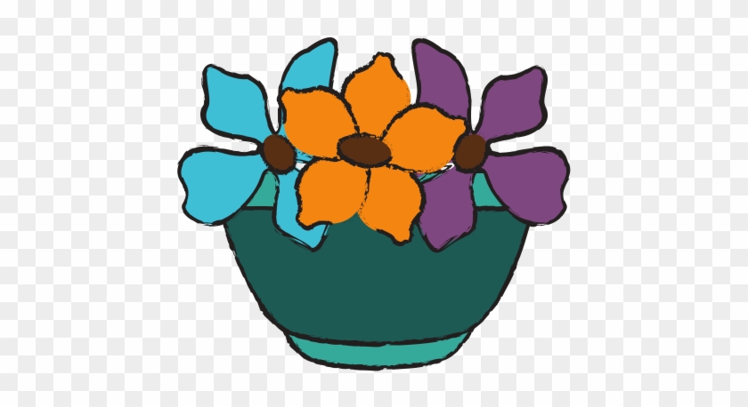 Flowers In Vase Vector Icon Illustration - Flowers In Vase Vector Icon Illustration #798083