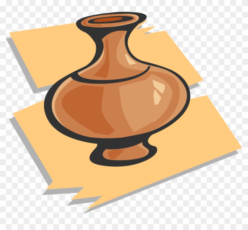 Vector Illustration Of Clay Pottery Flower Vase - Royalty-free #798182