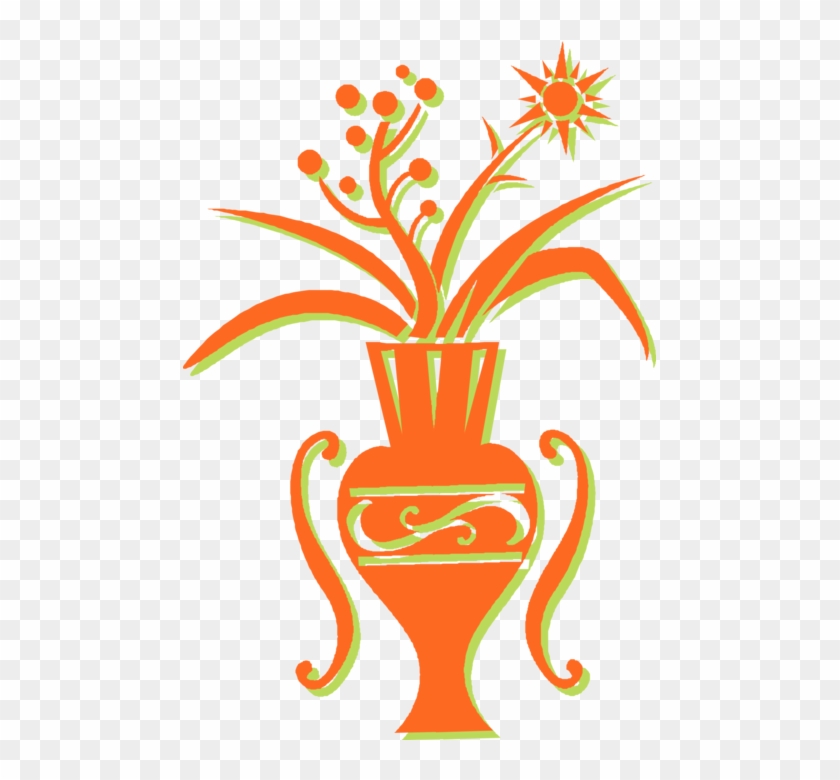 Vector Illustration Of Cut Flowers In Ceramic Vase - Vector Illustration Of Cut Flowers In Ceramic Vase #798188