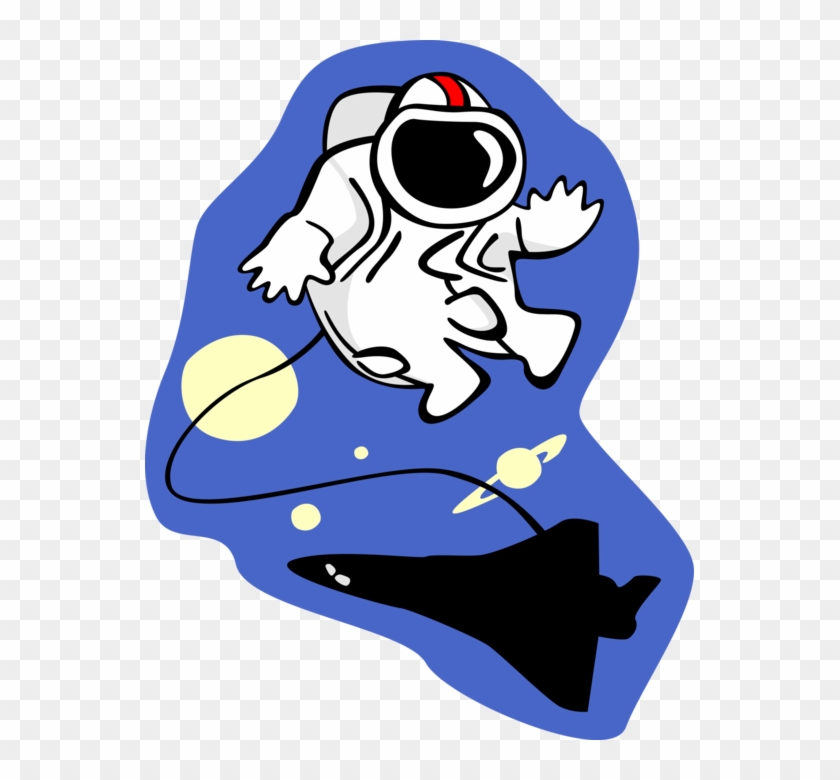 Vector Illustration Of Astronaut In Outer Space Goes - Clip Art #798690