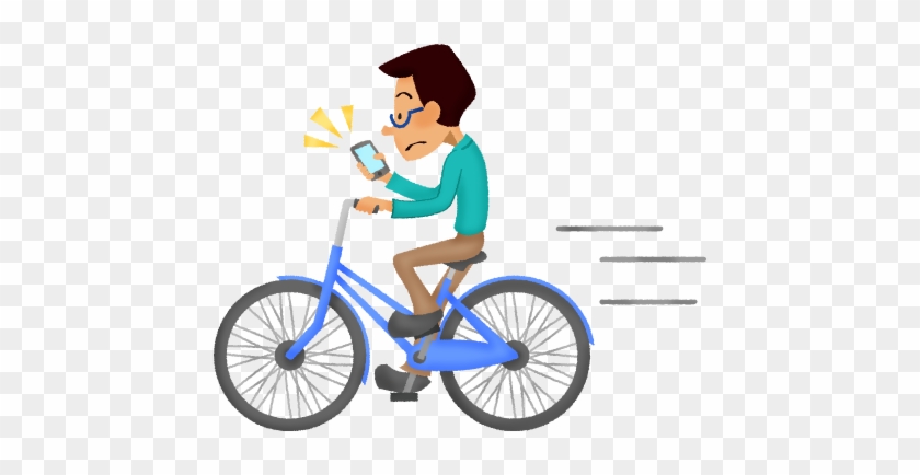 Man Looking At The Cell Phone While Riding A Bike - Hombre En Bicicleta Png #798793