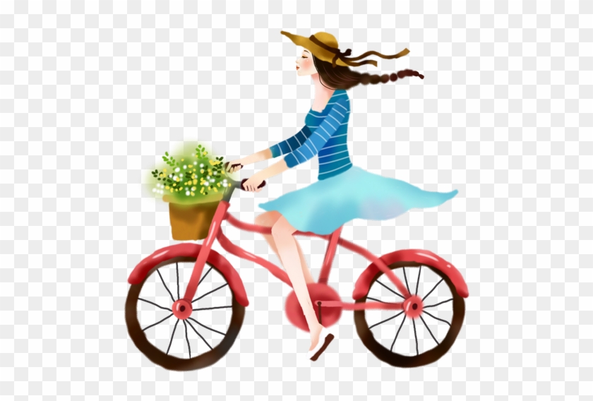 Bicycle Cycling Illustration - Girl On Bike Illustration #798813