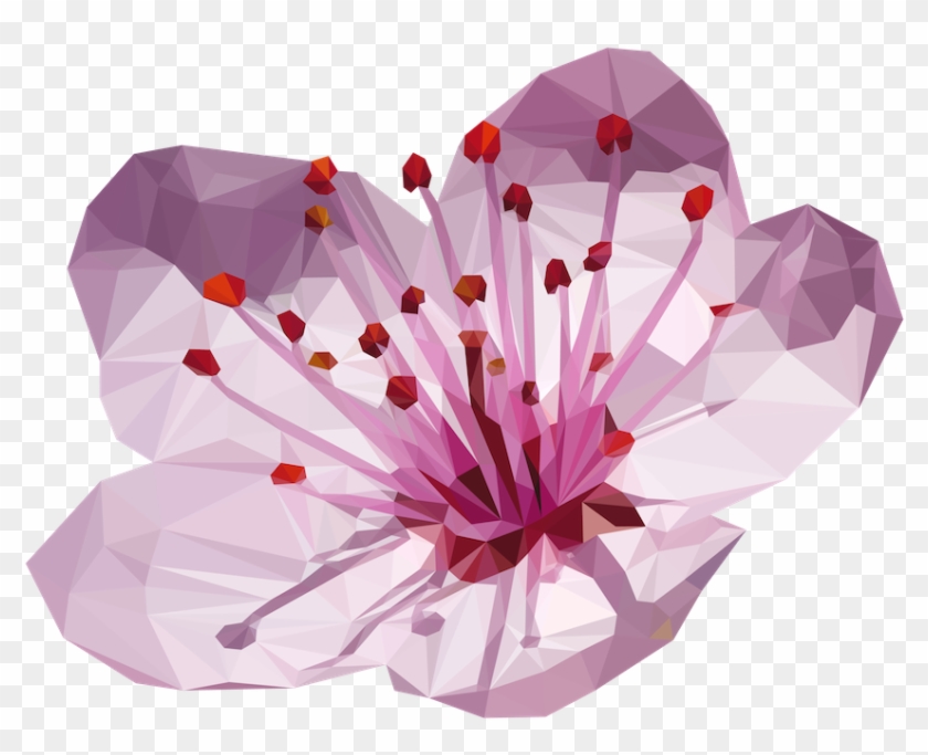Cherry Blossom Flower Made Up Of 932 Triangles, Adobe - Cherry Blossom Flower Png #799244