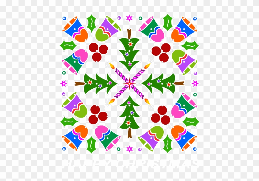 Christmas Rangoli Design With Tree And Cranberries - Circle #799259