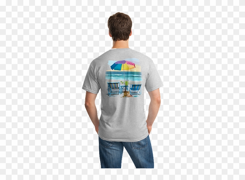 Outer Banks Relaxing On The Seashore Short Sleeve T-shirt - Gildan 5000 Safety Green #799296
