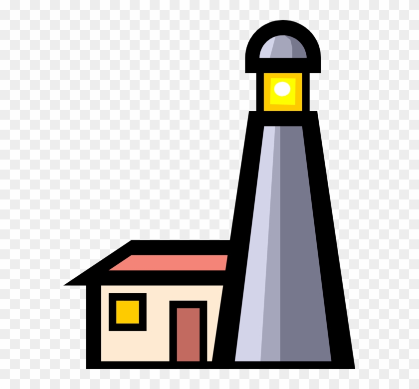Vector Illustration Of Lighthouse Beacon Emits Light - Vector Illustration Of Lighthouse Beacon Emits Light #799457