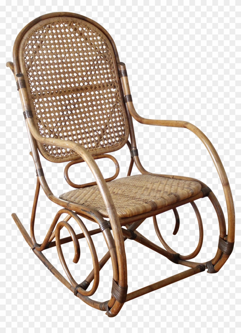 Mid Century Vintage Cane Rattan Bent Wood Rocking Chair - Chair #799780