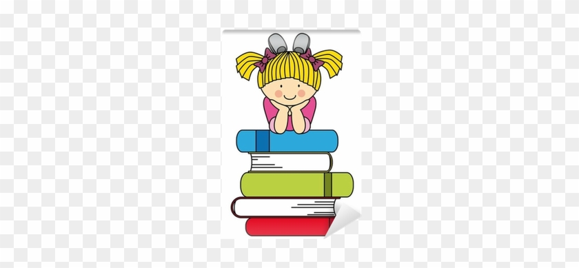 Little Girl With Many Books - Dibujos De Niños Leyendo #800180