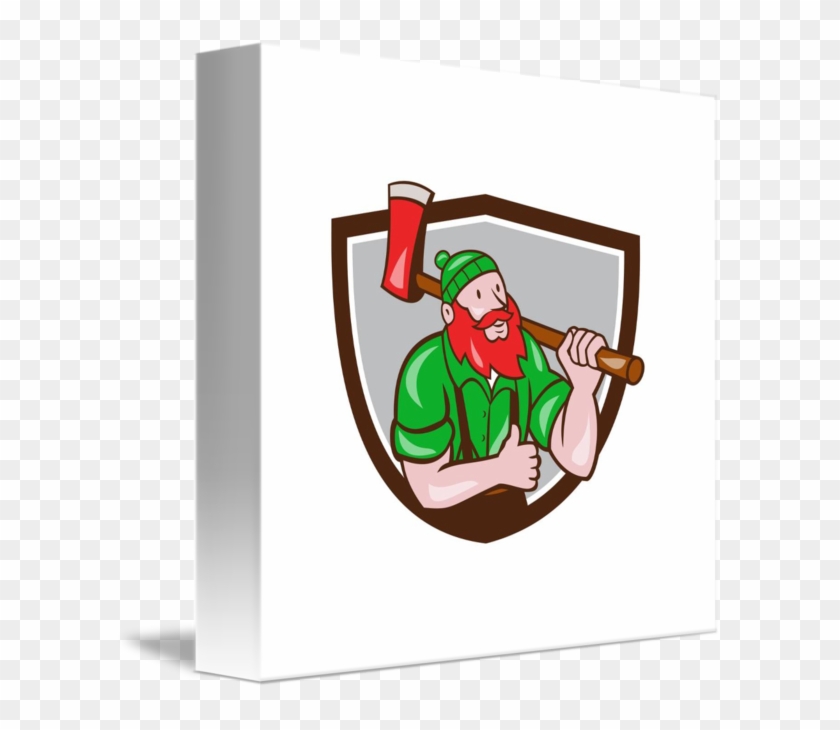 Paul Bunyan Lumberjack Axe Thumbs Up Crest Cartoon - Cafepress Paul Bunyan Lumberjack Axe Thumbs Up Crest #800415