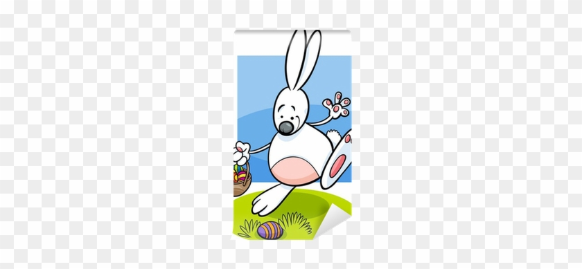 Bunny And Easter Eggs Cartoon Illustration Wall Mural - Easter #800502