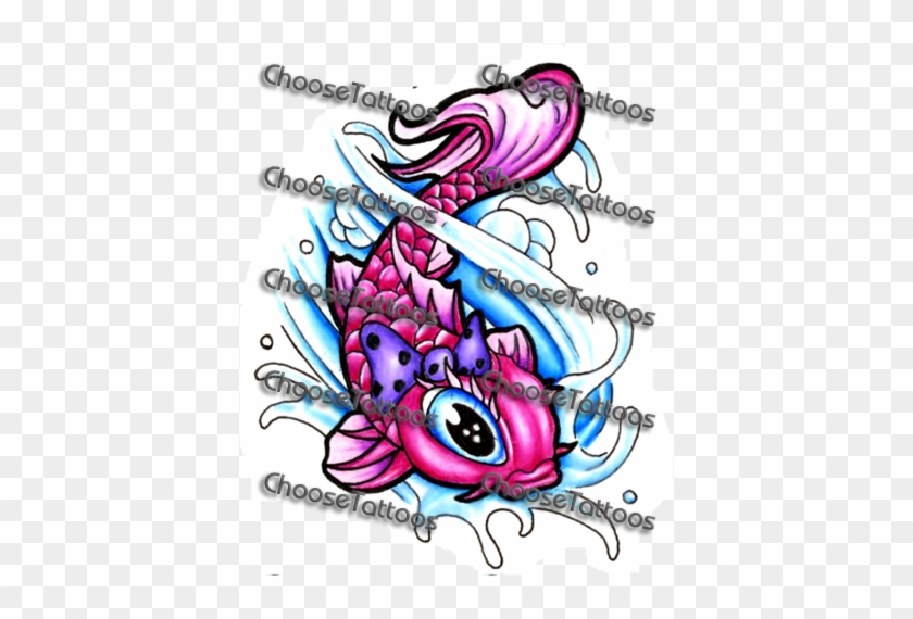 Drawn Koi Girly - Girl Koi Fish Tattoo Designs #800563