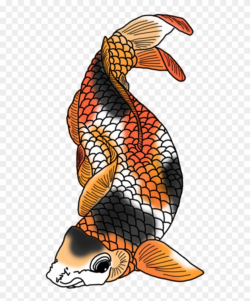 Black White Red Orange Koi Fish - Koi Fish Png #800582