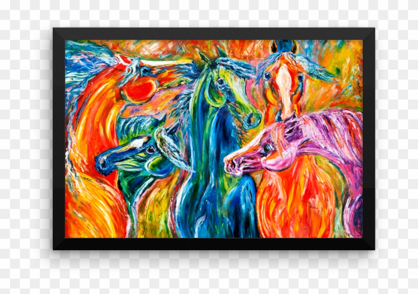 Wild Horse Herd Abstract Painting "coat Of Many Colors" - Modern Art #800828