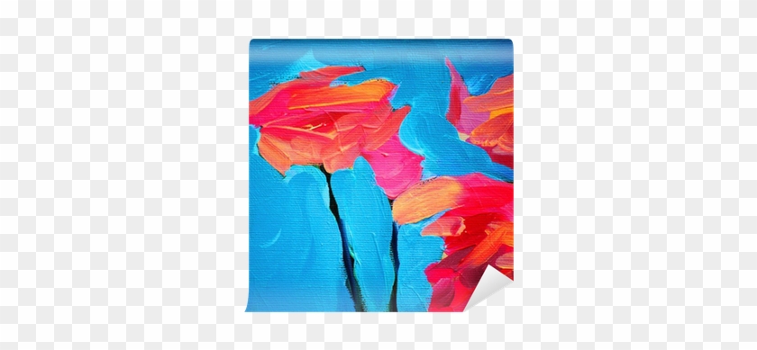 Flowers Of Rose And Blue Sky, Painting By Oil On Canvas - Modern Art #800869