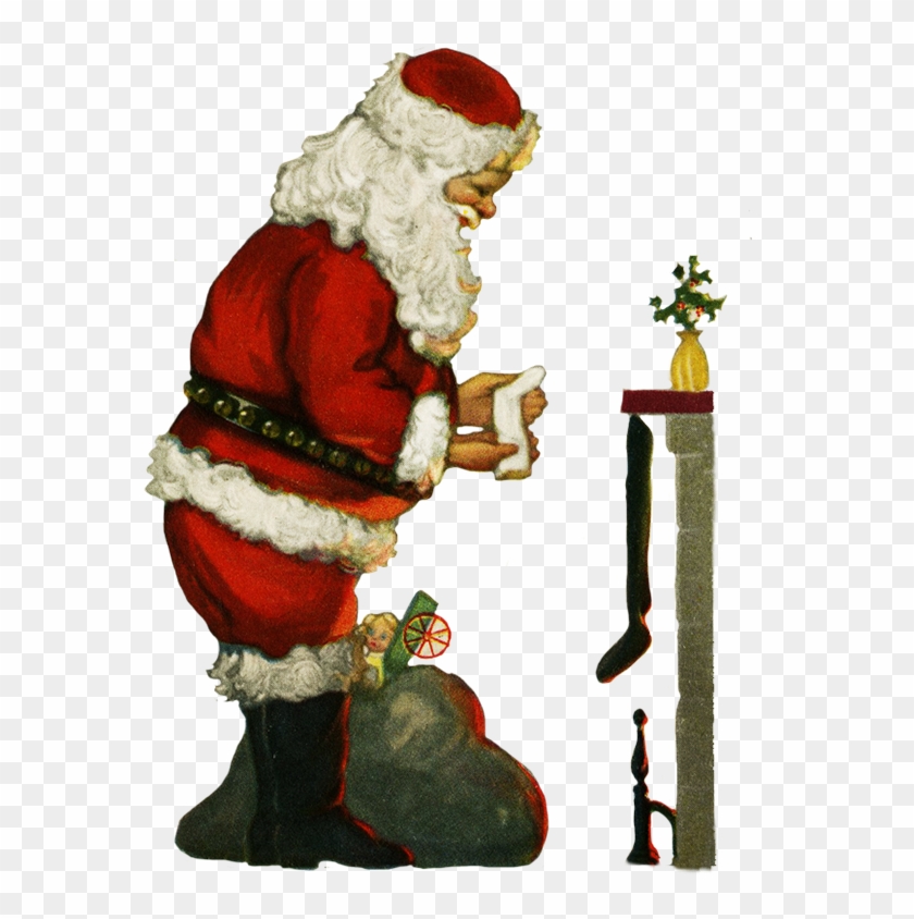 Santa With Socsk At The Fireplace At Christmas, Vintage - Christmas Day #801258