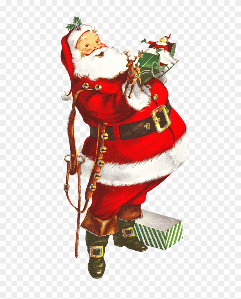 Old Clip Art Of Santa Claus - Vintage Santa Peeking Christmas Card #801269