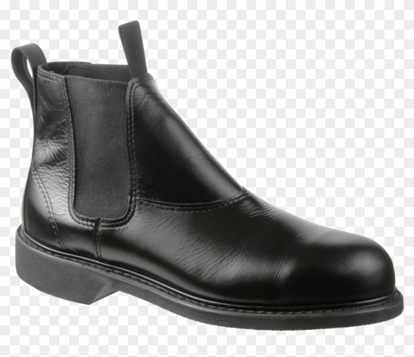 Welt Steel Toe Slip On Boot, In Black Leather - Chelsea Boot #801535