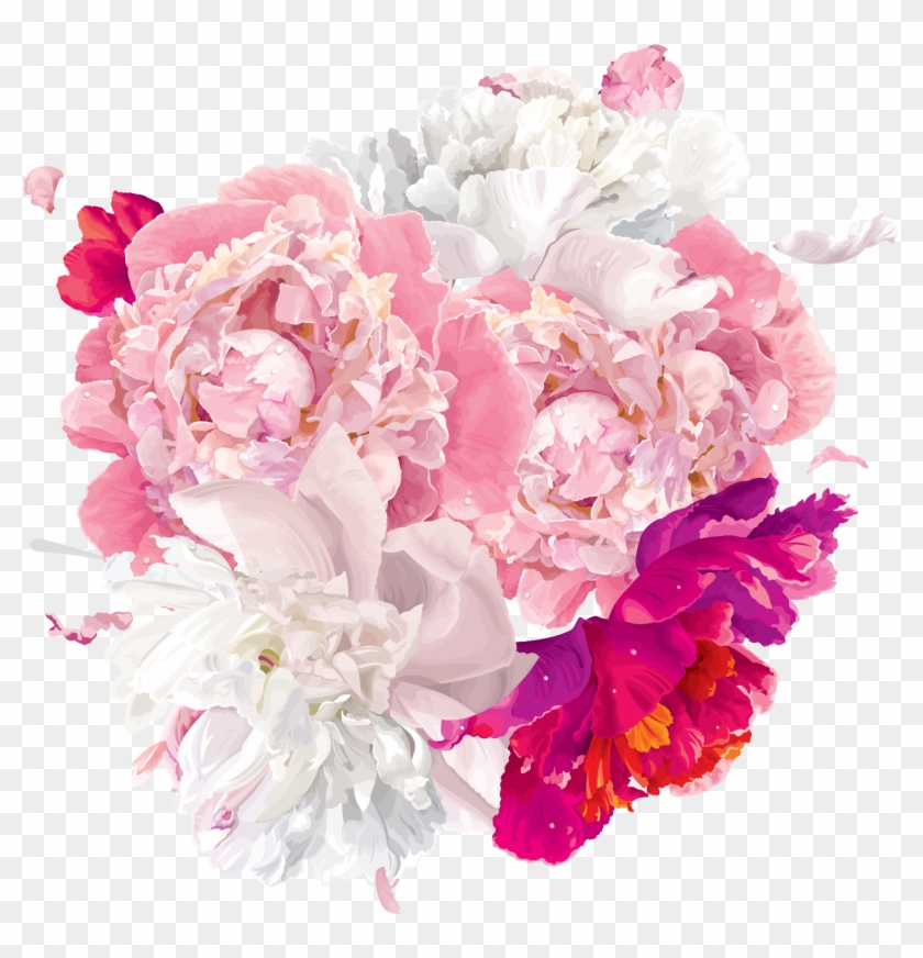 Peony Flower Clip Art - Vector Free Watercolor Flowers Png #801568