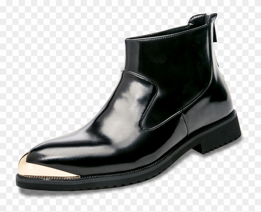 Jnngrior Pointed Toe Patent Leather Men Boots Chain - Chelsea Boot #801608